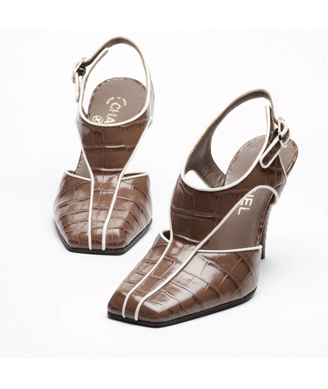 CHANEL Коричневые кожаные туфли, фото 2