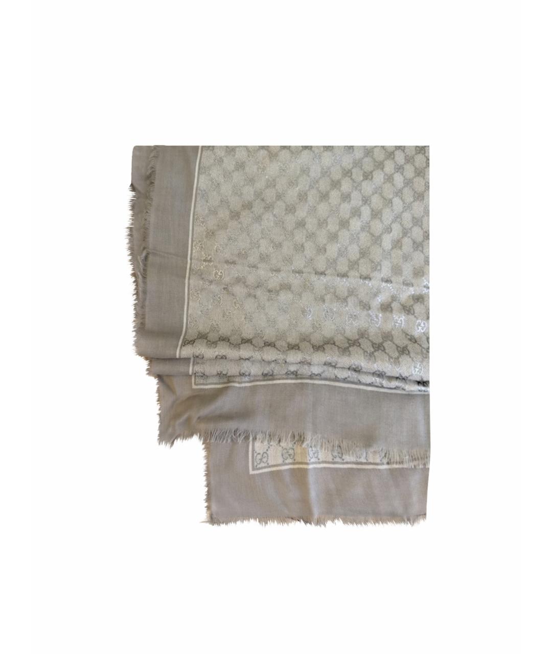 GUCCI Серый шерстяной платок, фото 1