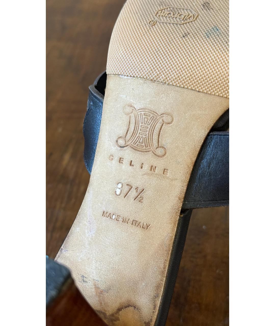 CELINE Черные кожаные сандалии, фото 6