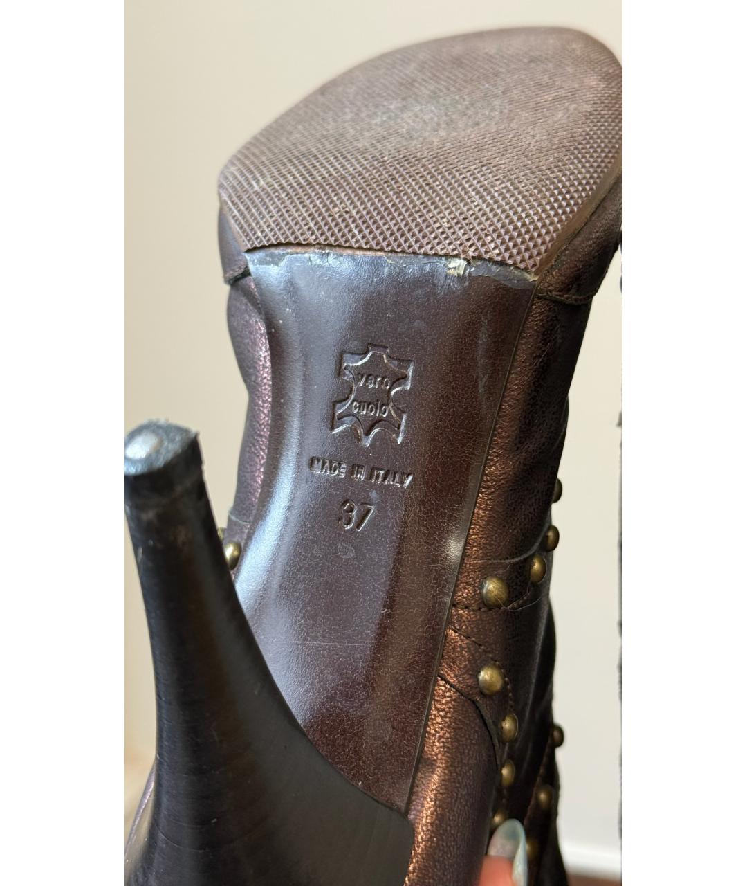 ROBERTO CAVALLI Бордовые кожаные сапоги, фото 8