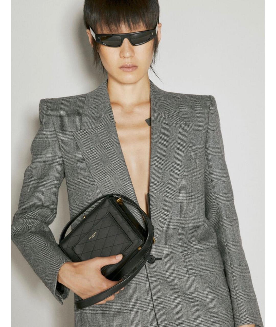 SAINT LAURENT Черная кожаная сумка через плечо, фото 8