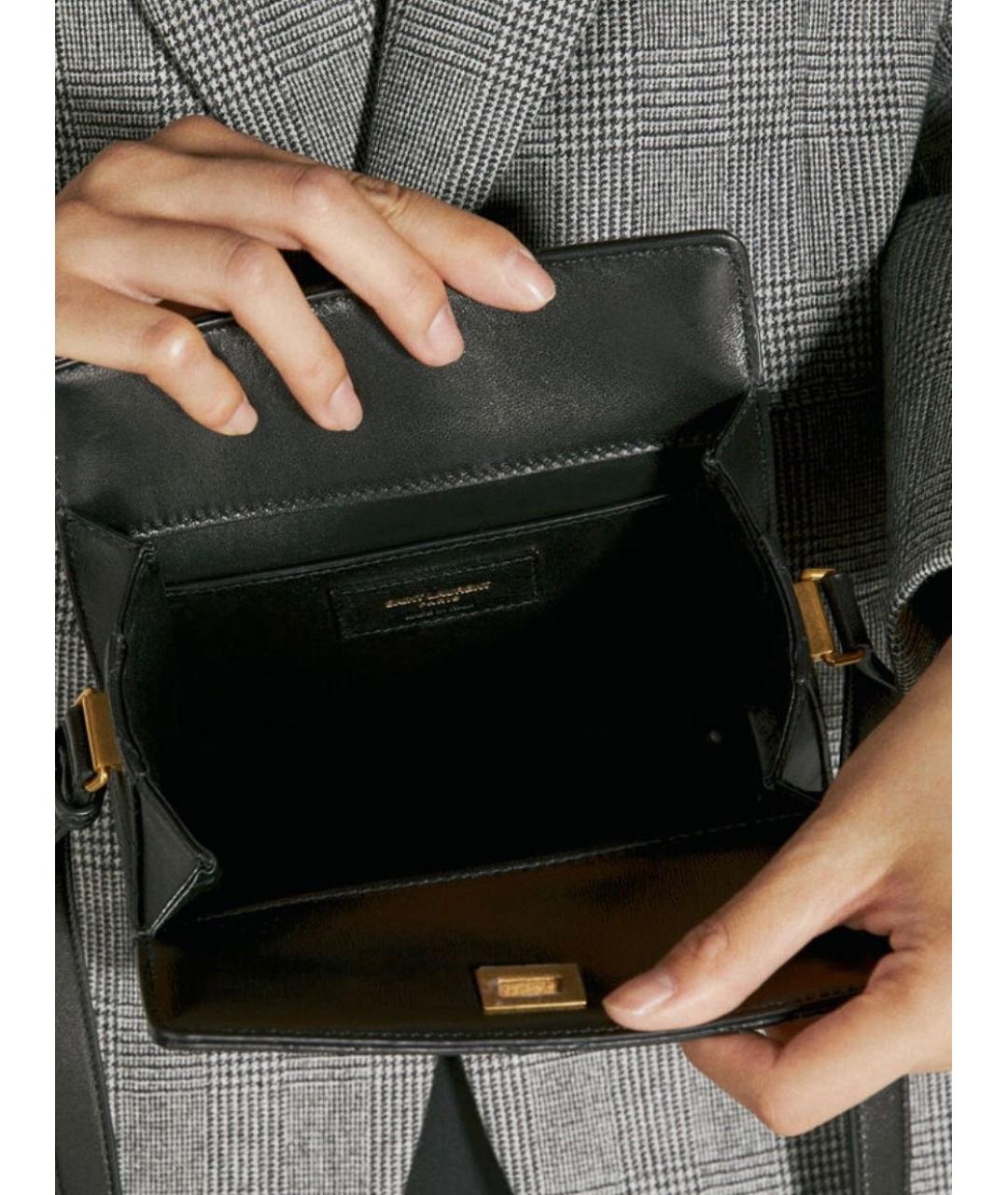 SAINT LAURENT Черная кожаная сумка через плечо, фото 4