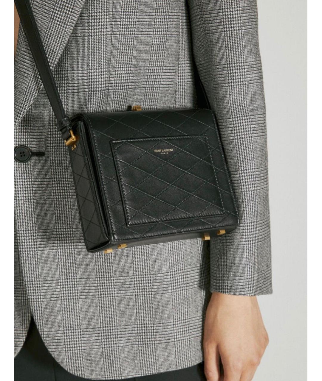 SAINT LAURENT Черная кожаная сумка через плечо, фото 7