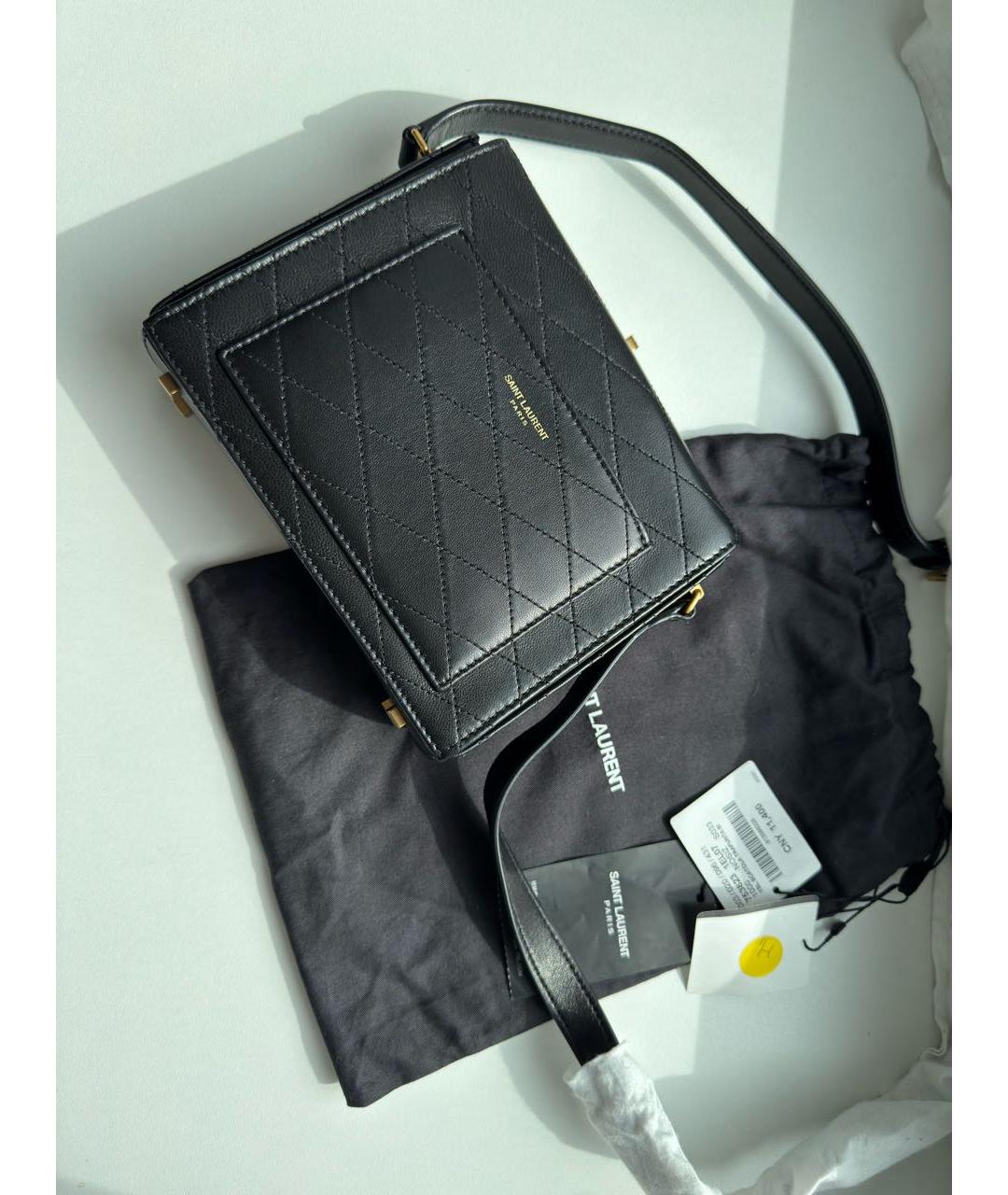 SAINT LAURENT Черная кожаная сумка через плечо, фото 6