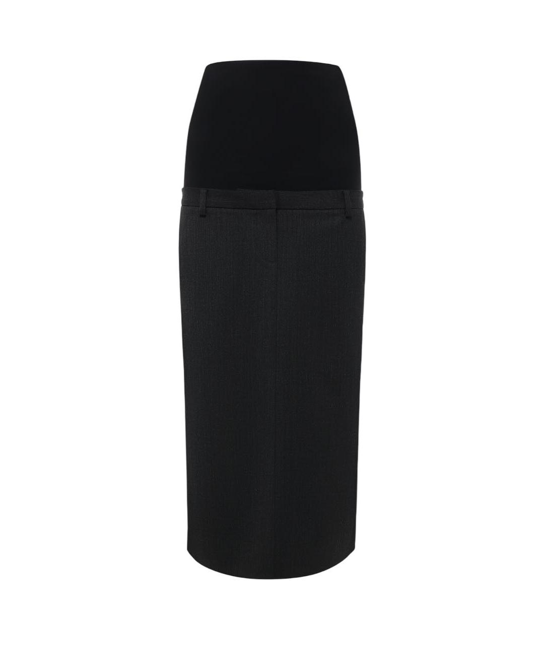 DIESEL Черная шерстяная юбка миди, фото 1