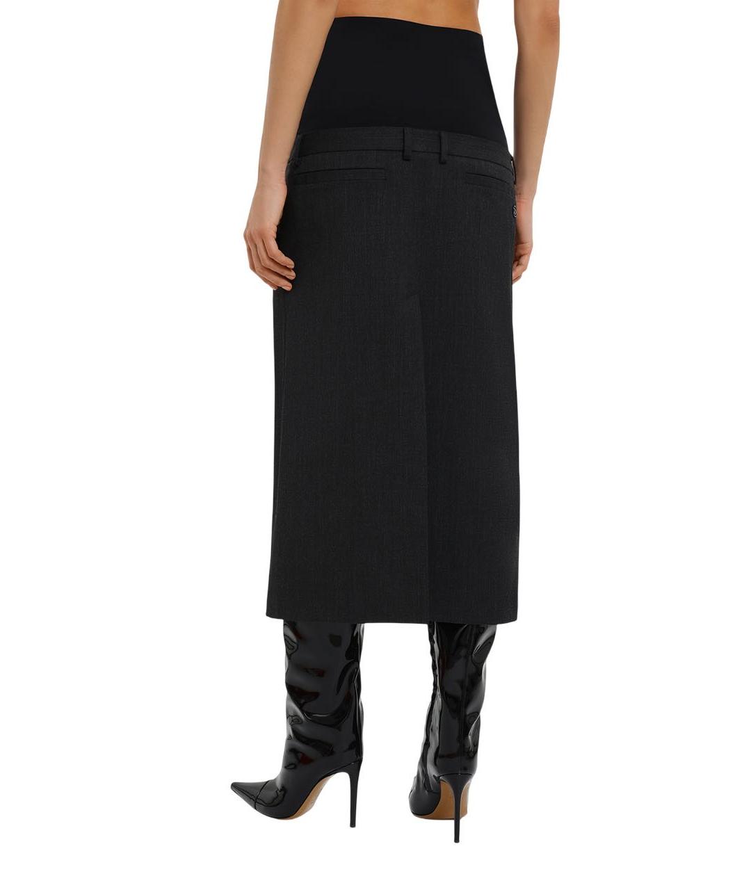 DIESEL Черная шерстяная юбка миди, фото 3