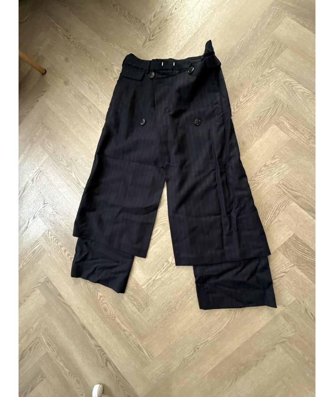 DRIES VAN NOTEN Темно-синие шерстяные классические брюки, фото 3