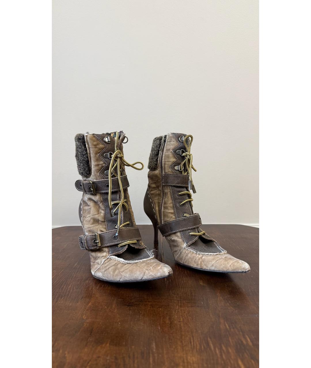 JUST CAVALLI Бежевые кожаные ботинки, фото 3