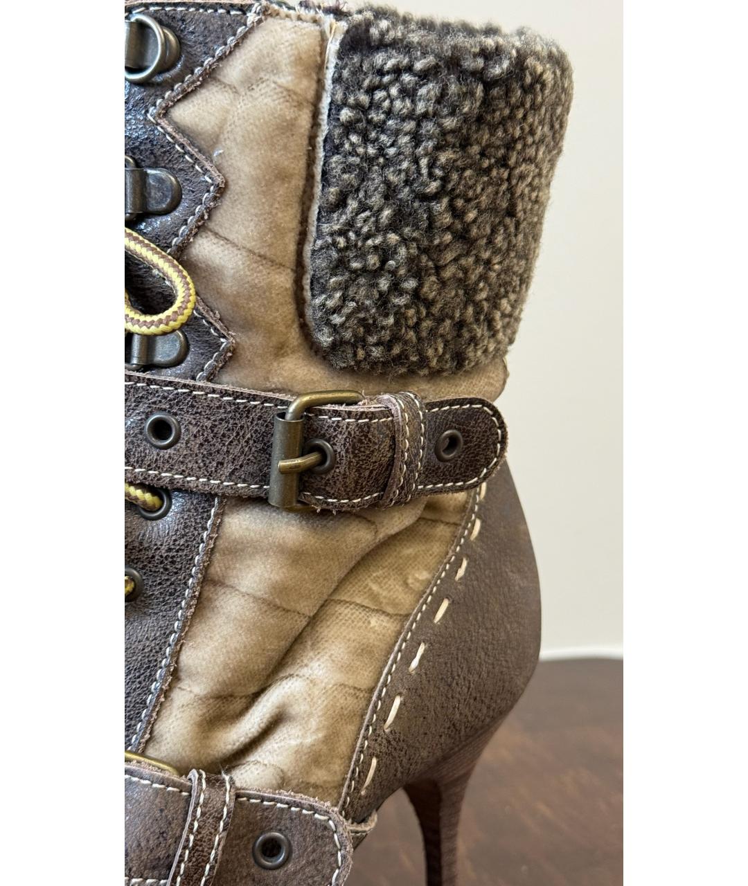 JUST CAVALLI Бежевые кожаные ботинки, фото 6