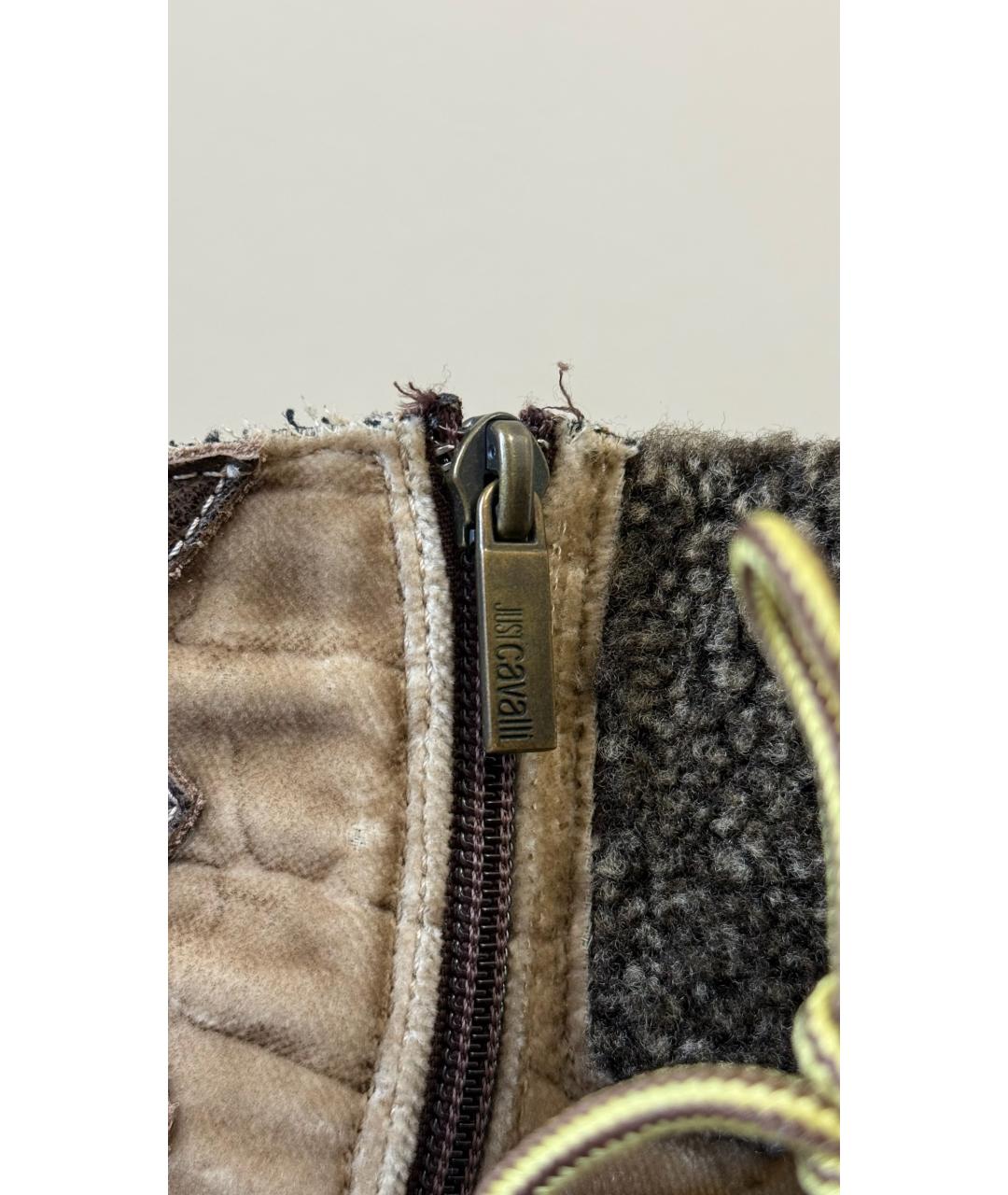 JUST CAVALLI Бежевые кожаные ботинки, фото 5