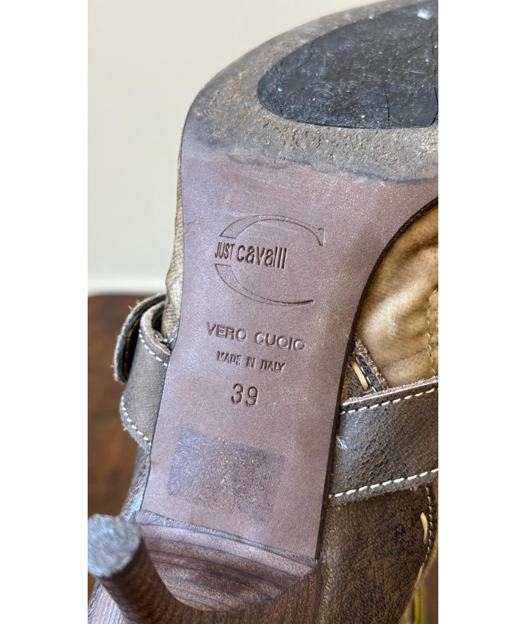 JUST CAVALLI Бежевые кожаные ботинки, фото 8