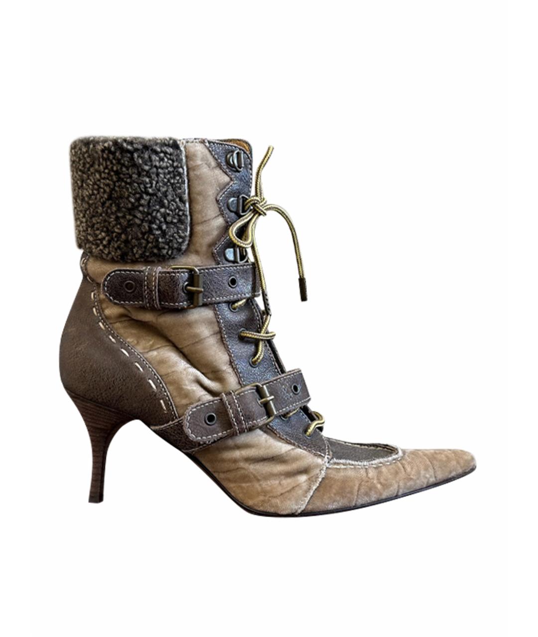 JUST CAVALLI Бежевые кожаные ботинки, фото 1