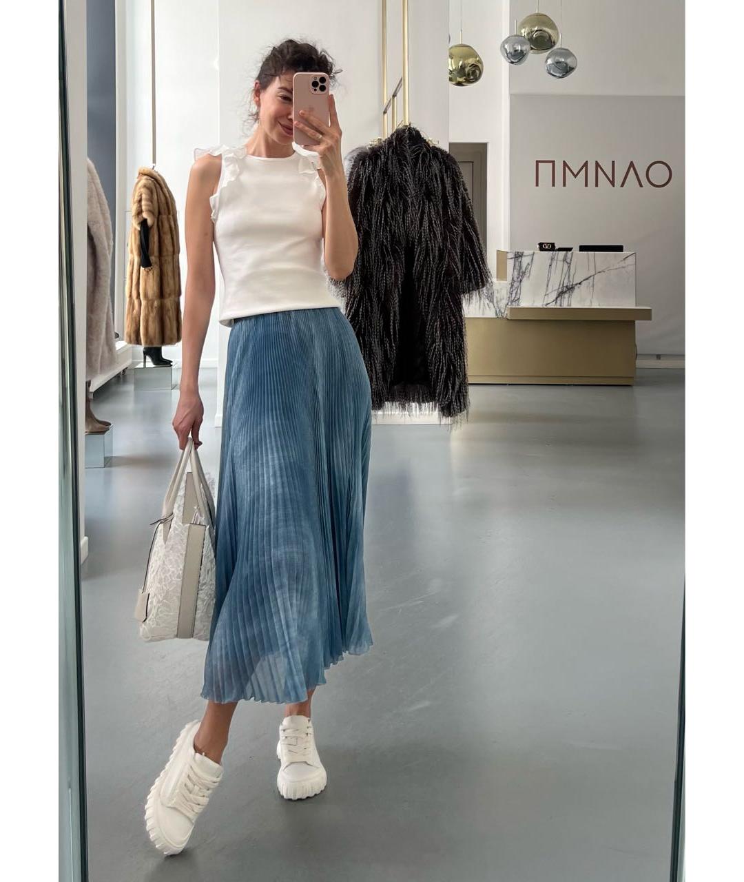 ERMANNO SCERVINO Голубая юбка миди, фото 8