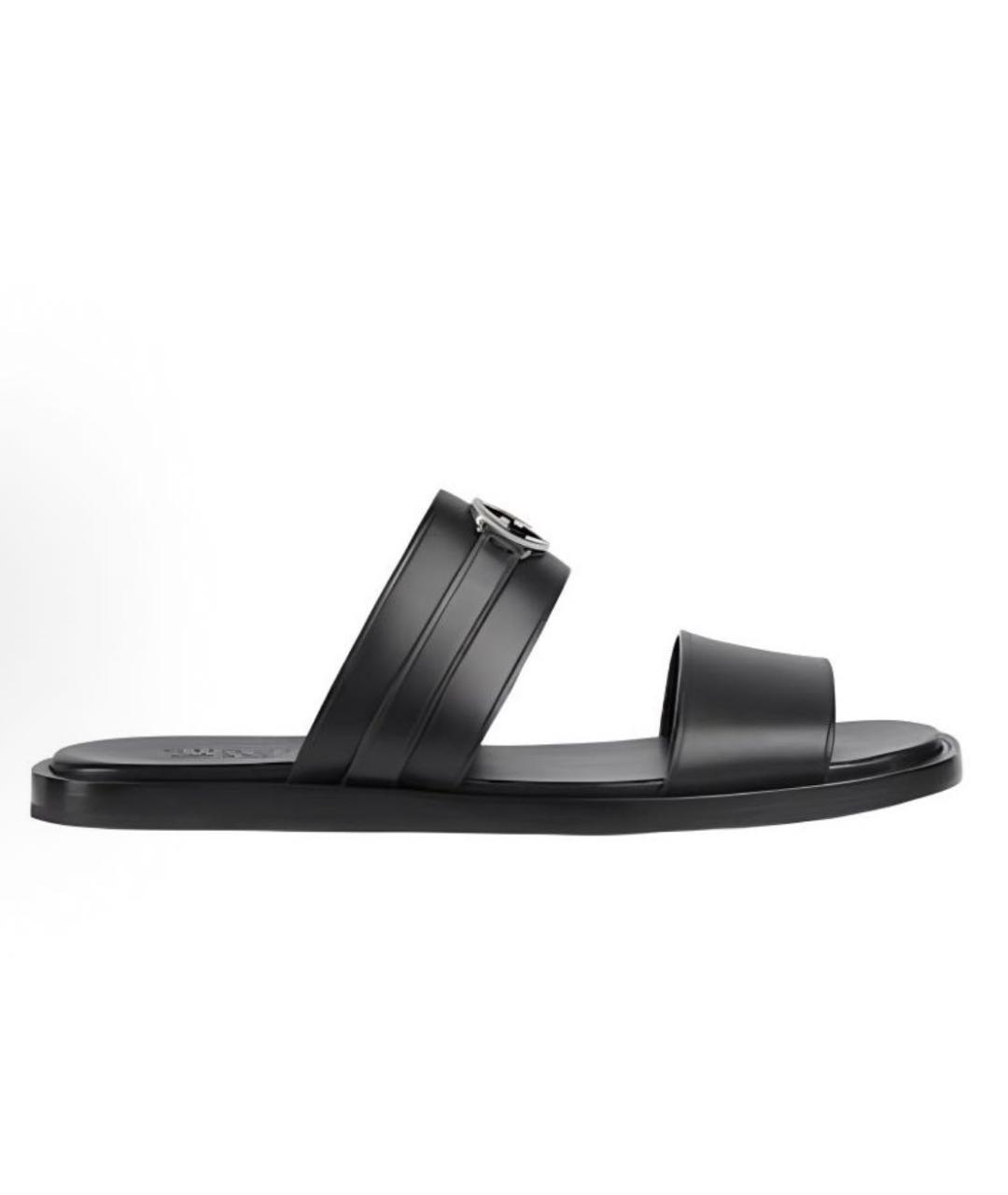 GUCCI Черные кожаные шлепанцы, фото 9