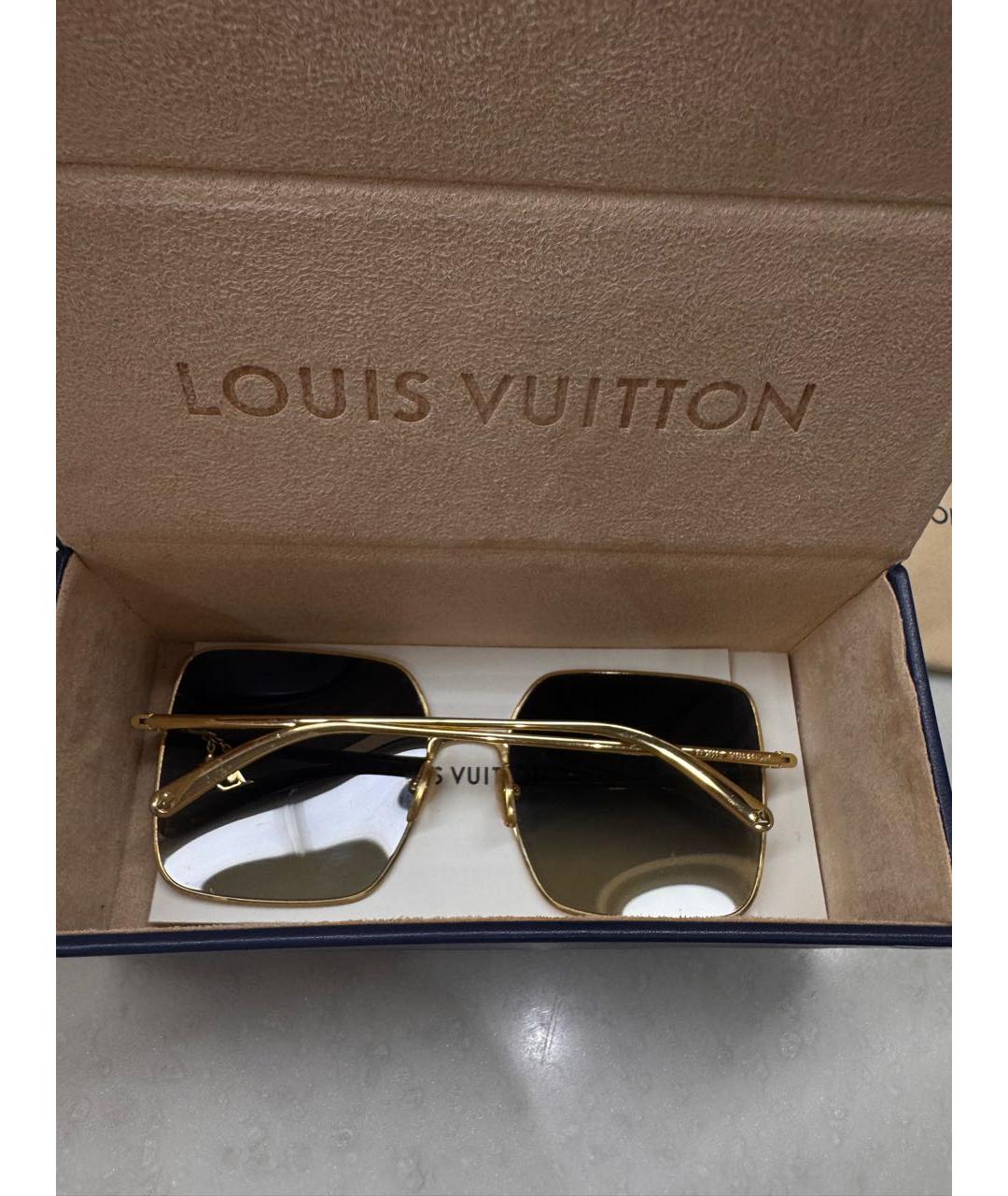 LOUIS VUITTON Золотые металлические солнцезащитные очки, фото 5