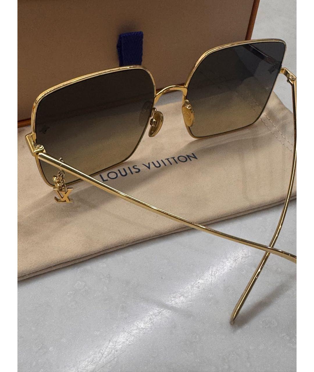 LOUIS VUITTON Золотые металлические солнцезащитные очки, фото 7