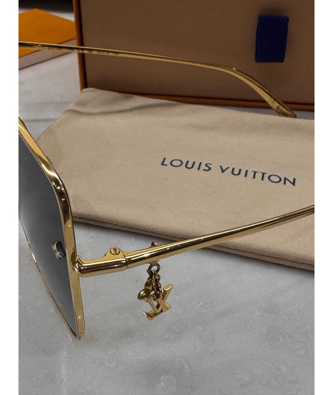 LOUIS VUITTON Золотые металлические солнцезащитные очки, фото 3