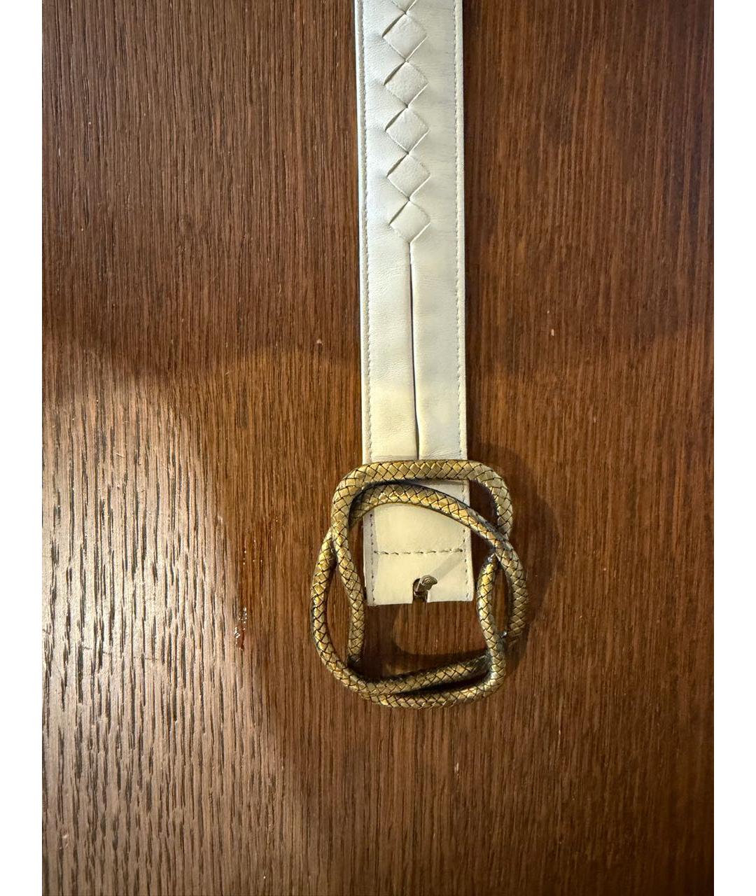 BOTTEGA VENETA Белый кожаный ремень, фото 3