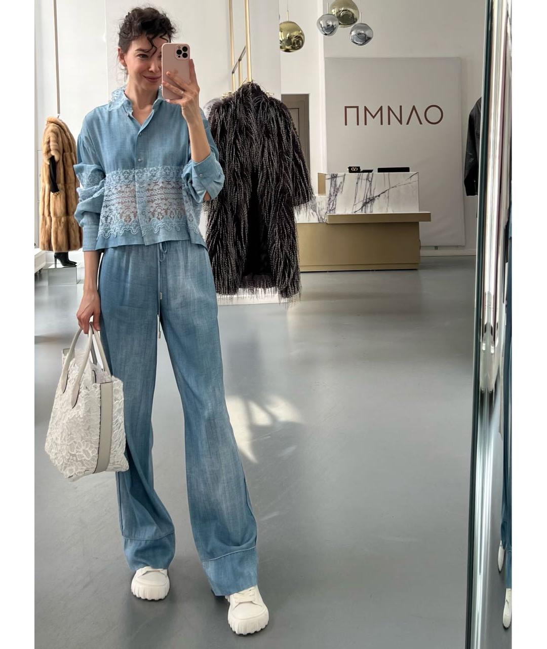 ERMANNO SCERVINO Голубая вискозная блузы, фото 8