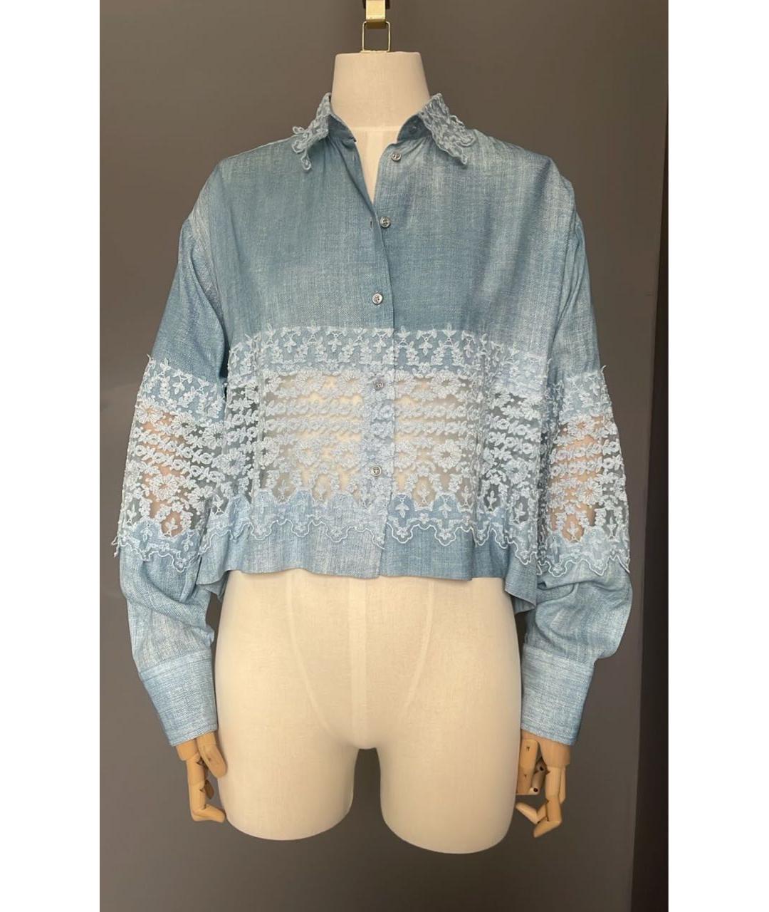 ERMANNO SCERVINO Голубая вискозная блузы, фото 9