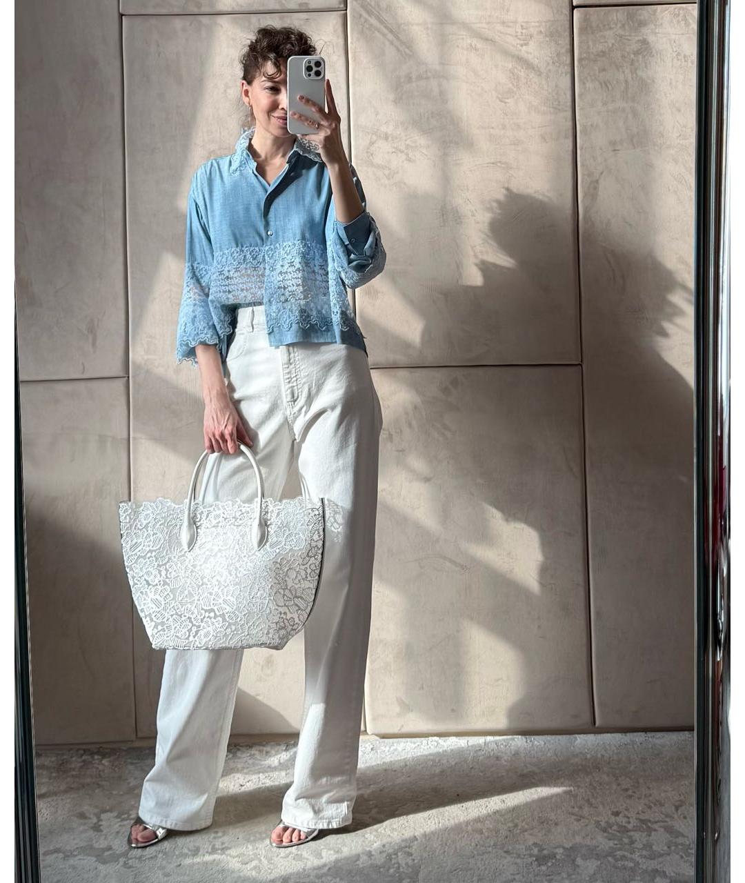 ERMANNO SCERVINO Голубая вискозная блузы, фото 7