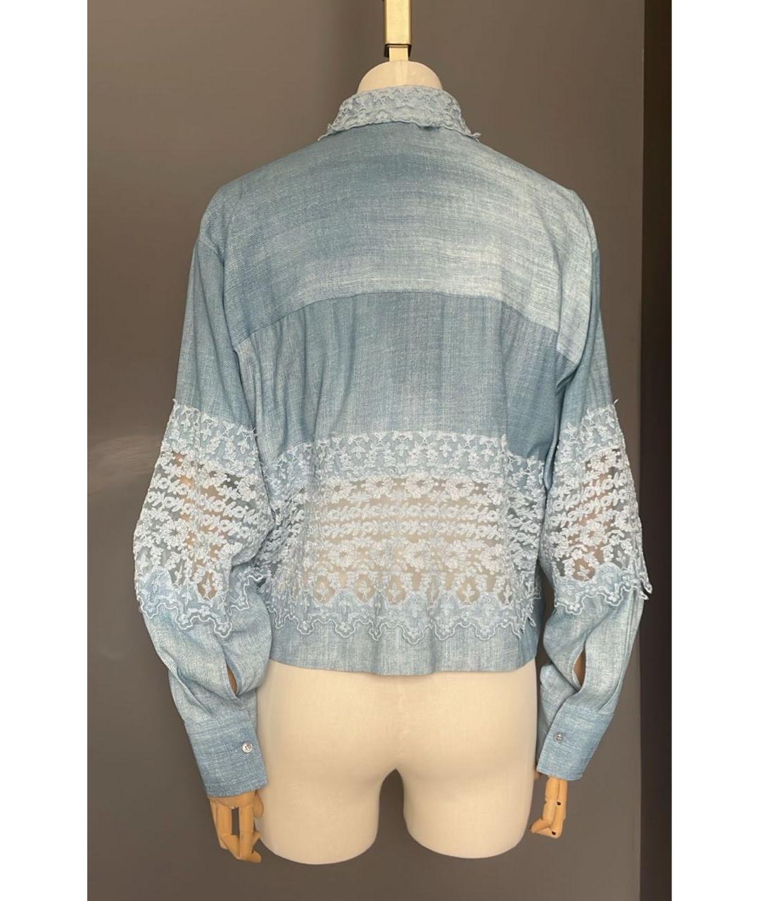 ERMANNO SCERVINO Голубая вискозная блузы, фото 2