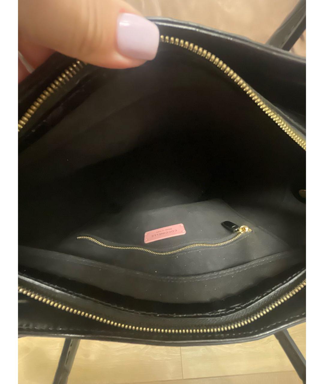 COCCINELLE Черная кожаная сумка тоут, фото 4