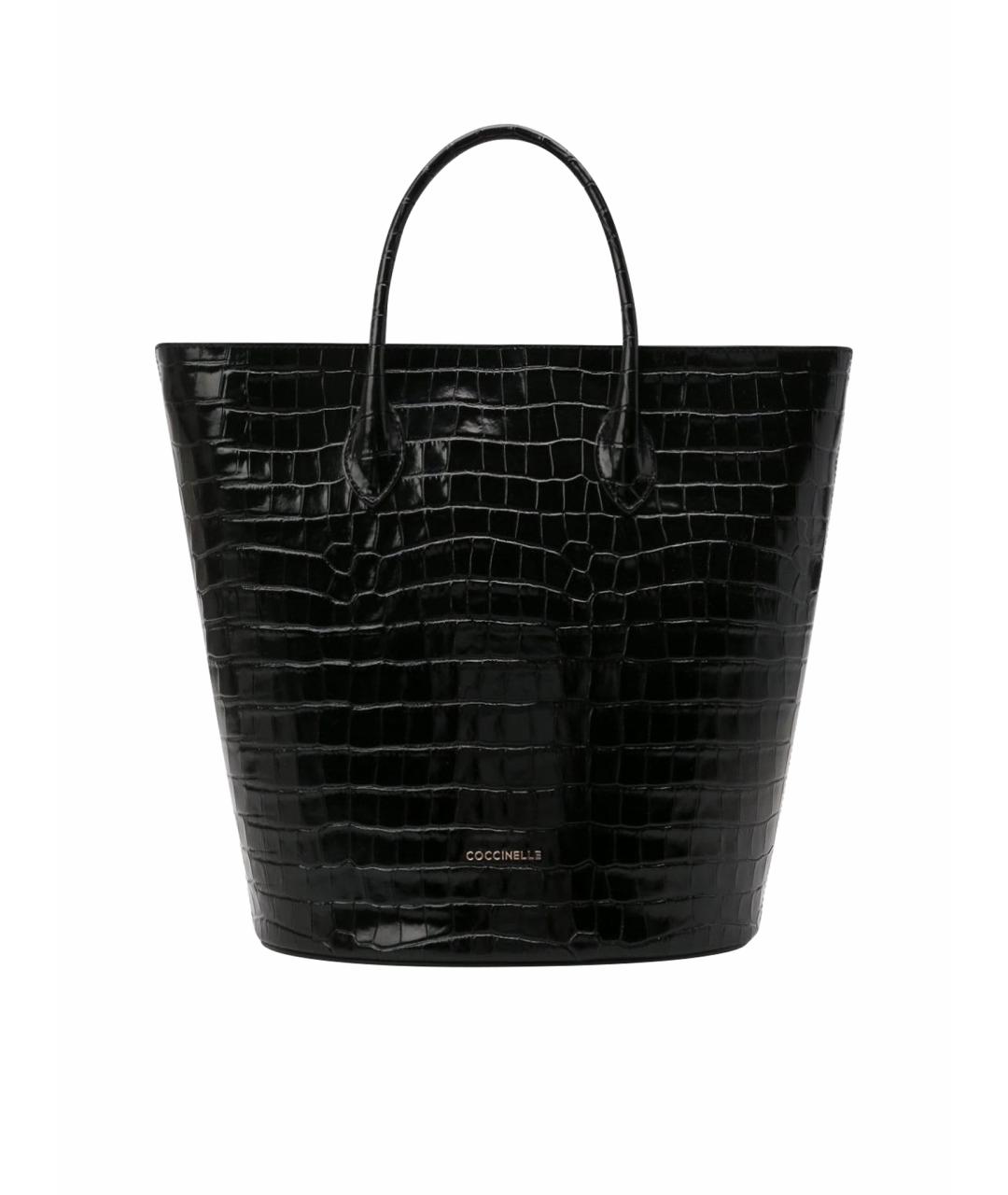 COCCINELLE Черная кожаная сумка тоут, фото 1