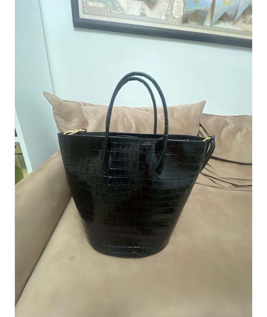 COCCINELLE Черная кожаная сумка тоут, фото 3