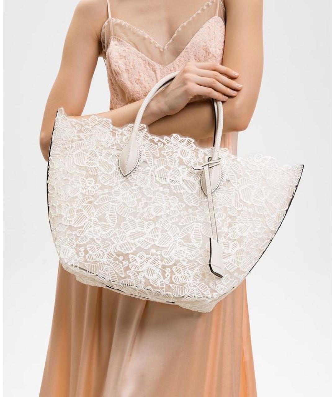 ERMANNO SCERVINO Белая пелетеная сумка тоут, фото 5