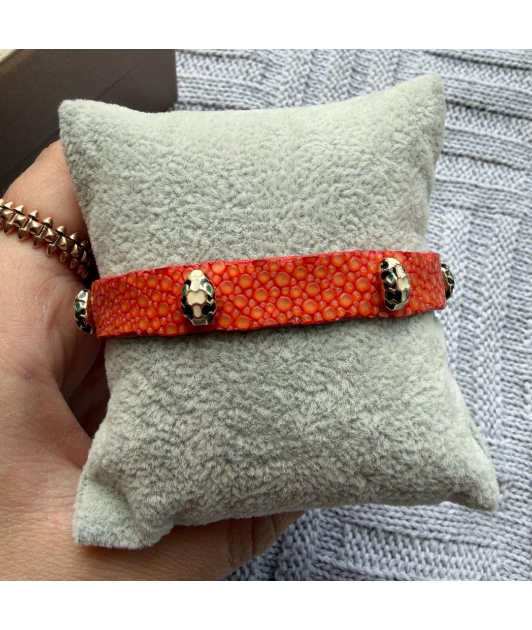 BVLGARI Оранжевый кожаный браслет, фото 4