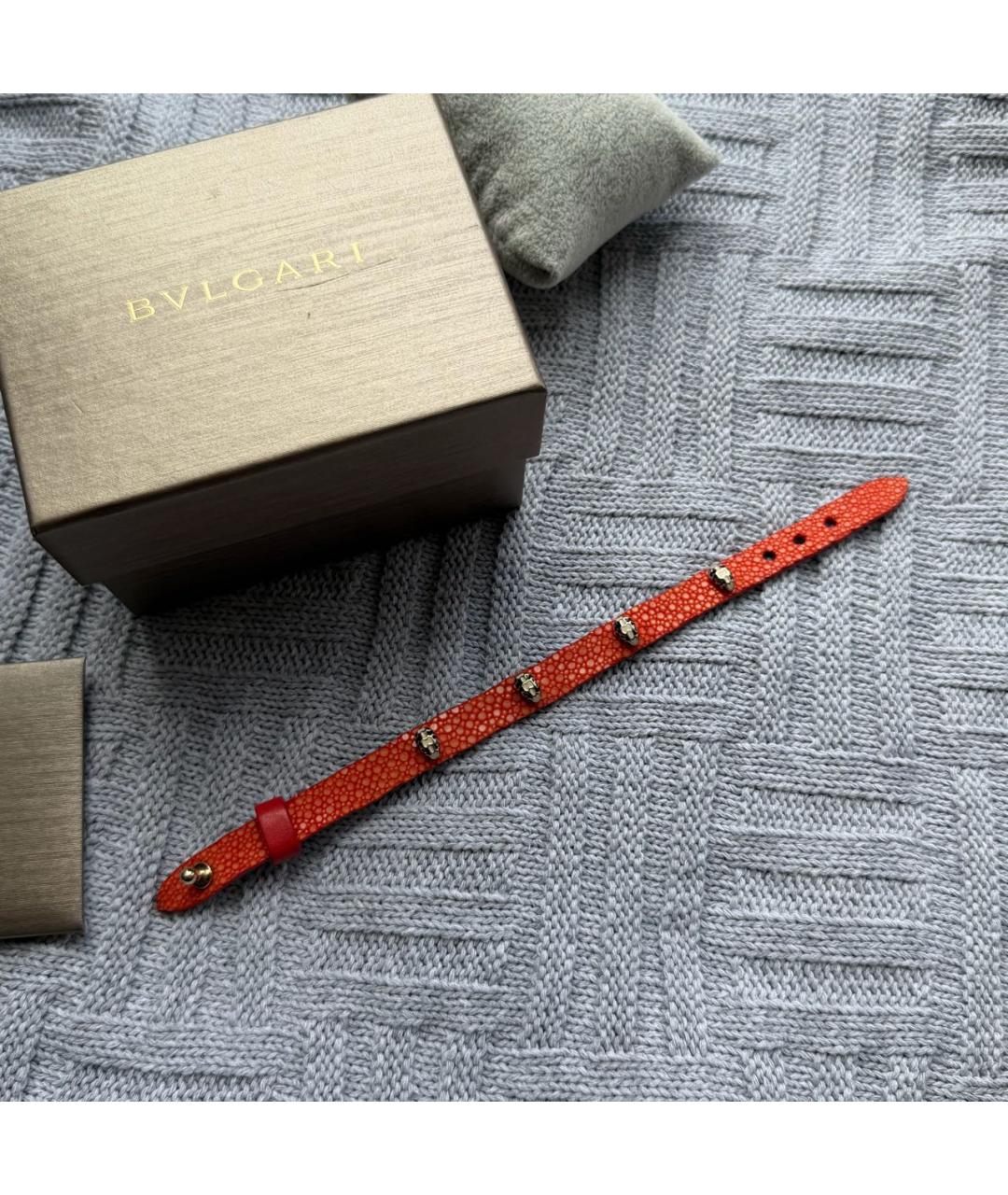 BVLGARI Оранжевый кожаный браслет, фото 8