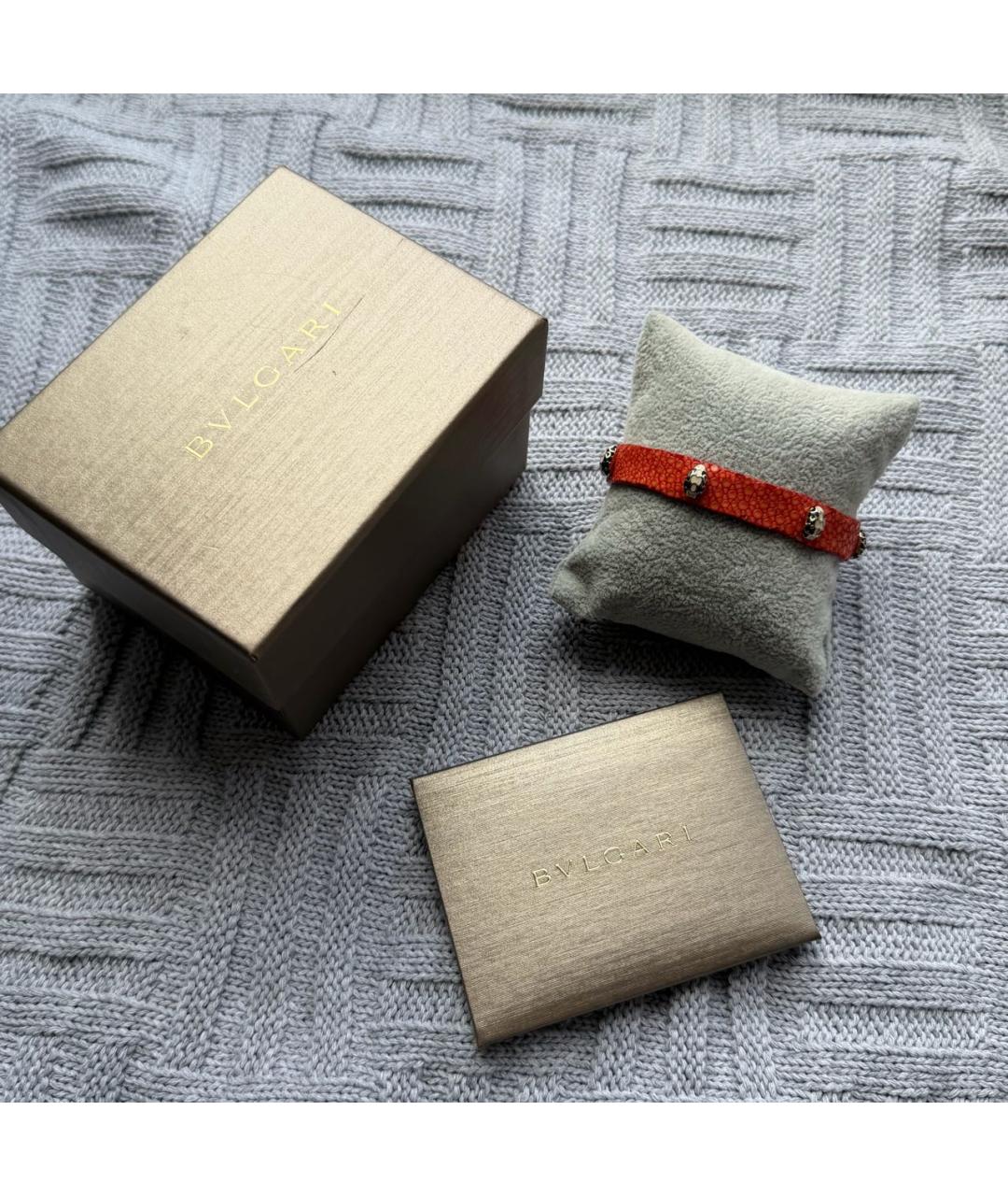 BVLGARI Оранжевый кожаный браслет, фото 2