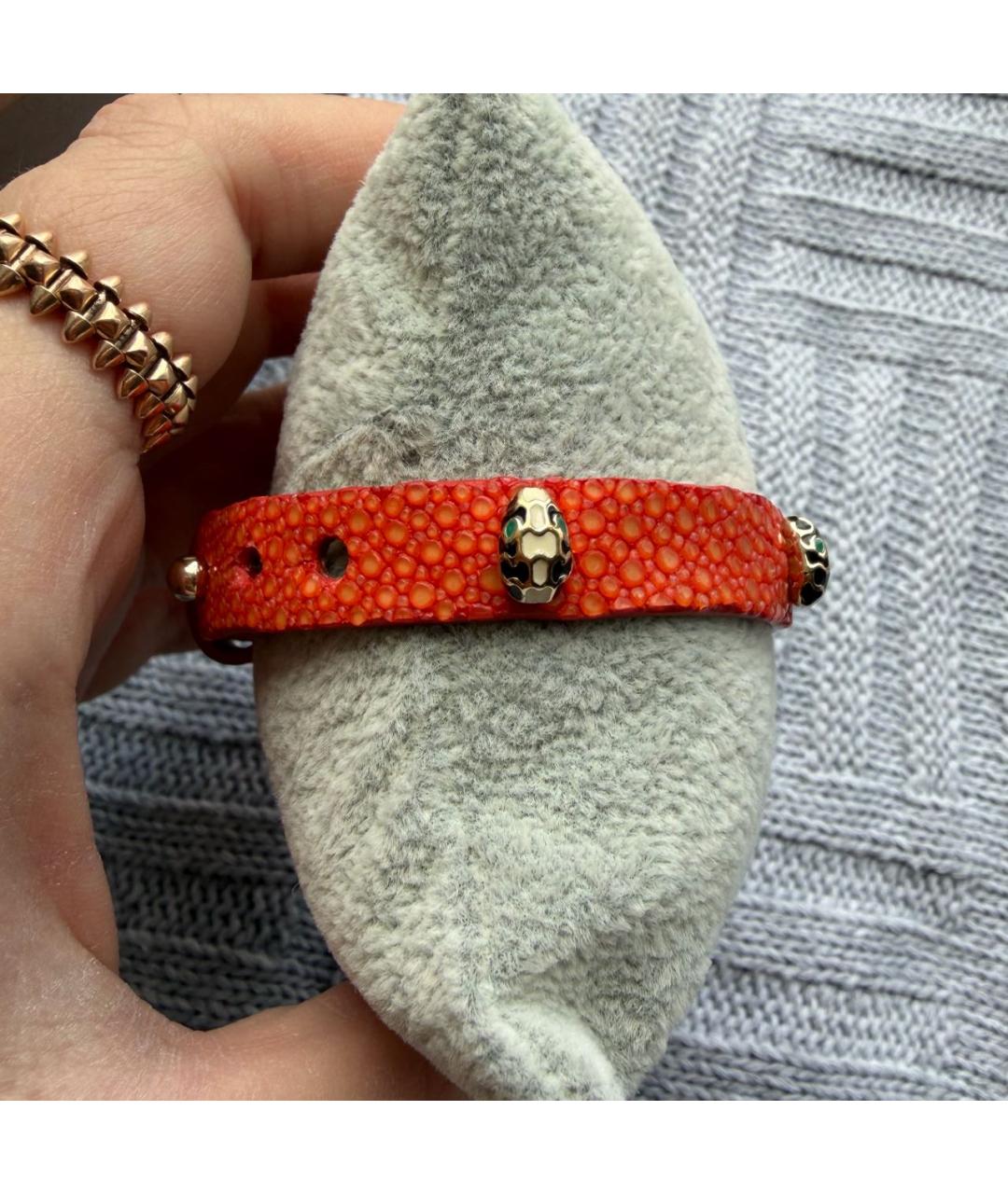 BVLGARI Оранжевый кожаный браслет, фото 3