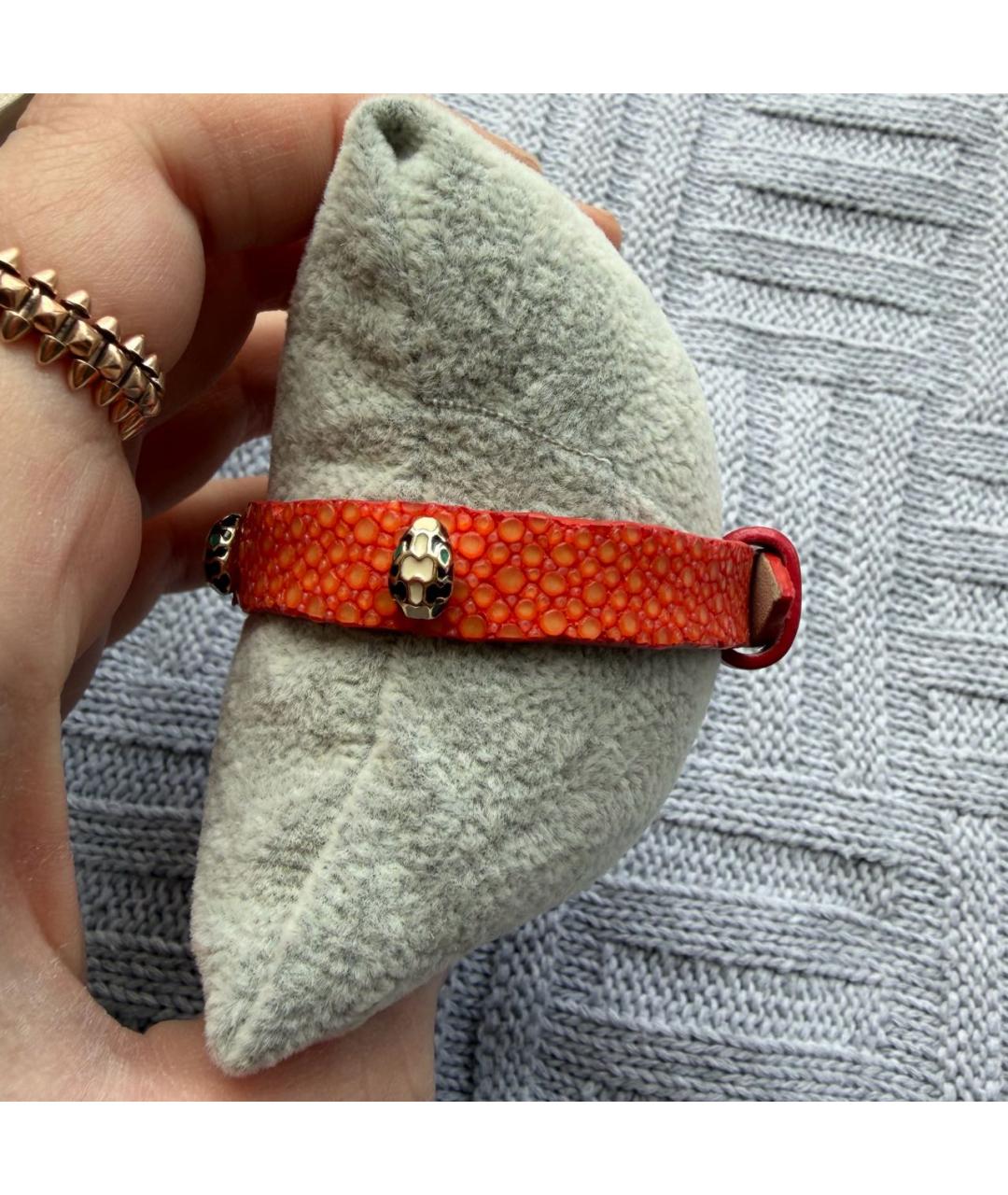 BVLGARI Оранжевый кожаный браслет, фото 5
