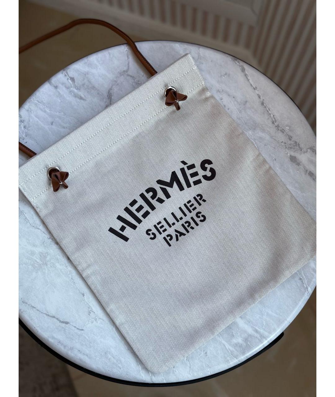 HERMES Бежевая хлопковая пляжная сумка, фото 3