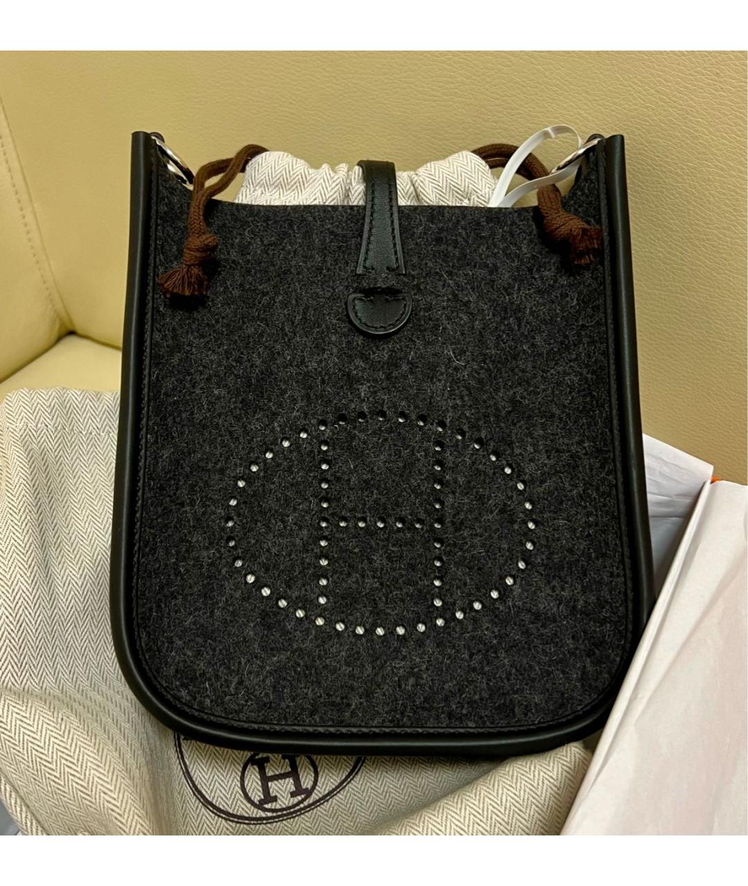 HERMES Серая шерстяная сумка через плечо, фото 9