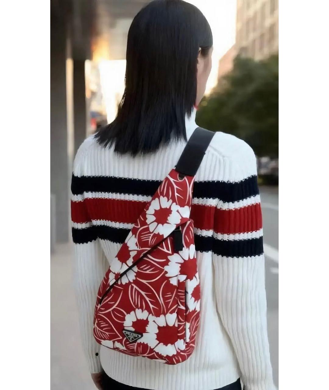 PRADA Красный тканевый рюкзак, фото 9