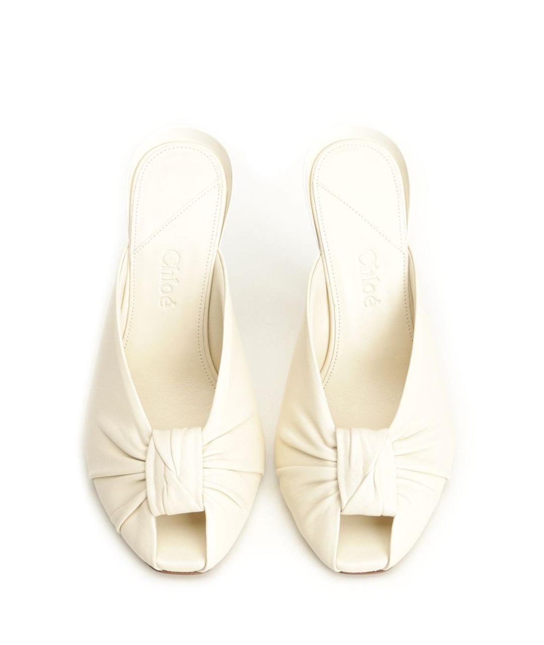 CHLOE Белые кожаные мюли, фото 5