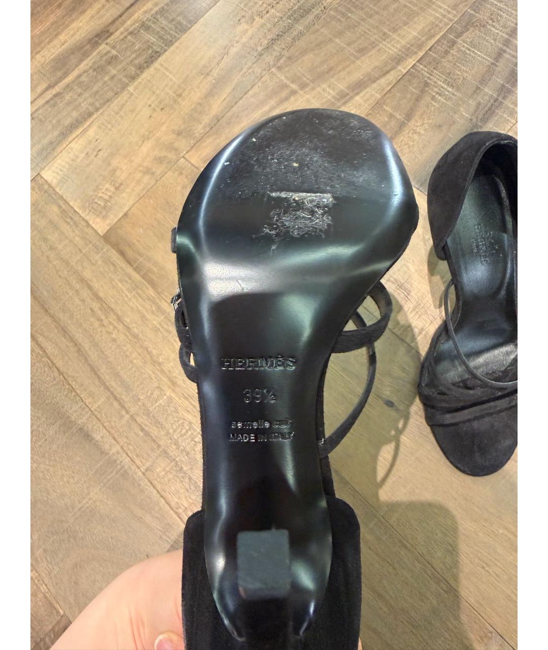 HERMES Черные замшевые босоножки, фото 3