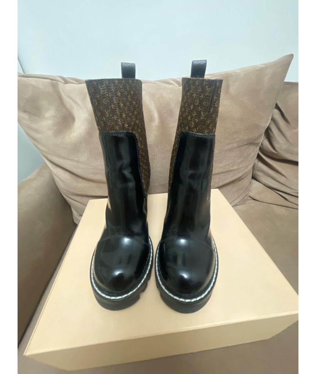 LOUIS VUITTON Черные кожаные полусапоги, фото 2