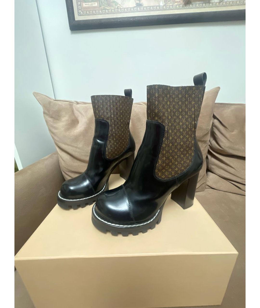 LOUIS VUITTON Черные кожаные полусапоги, фото 7