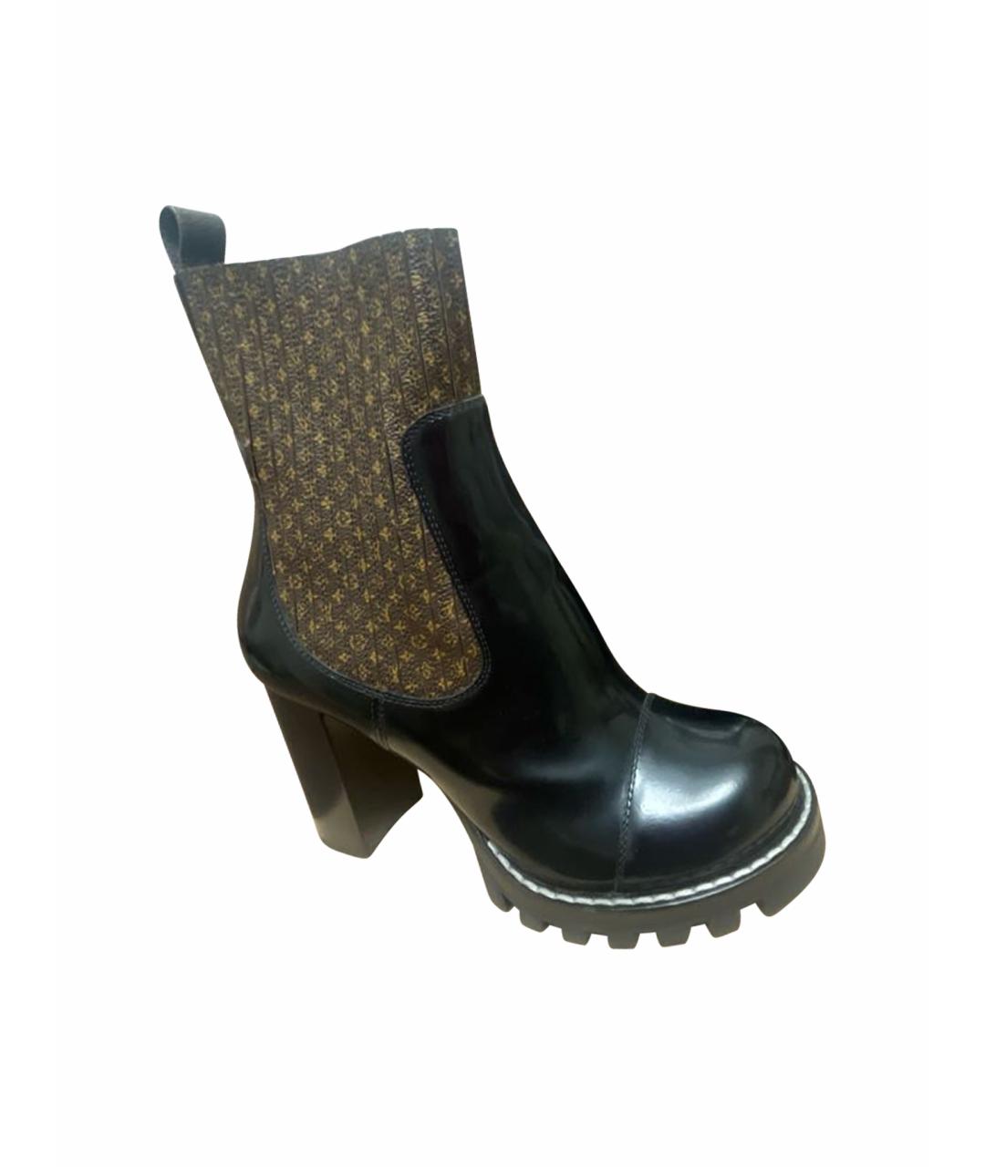 LOUIS VUITTON Черные кожаные полусапоги, фото 1