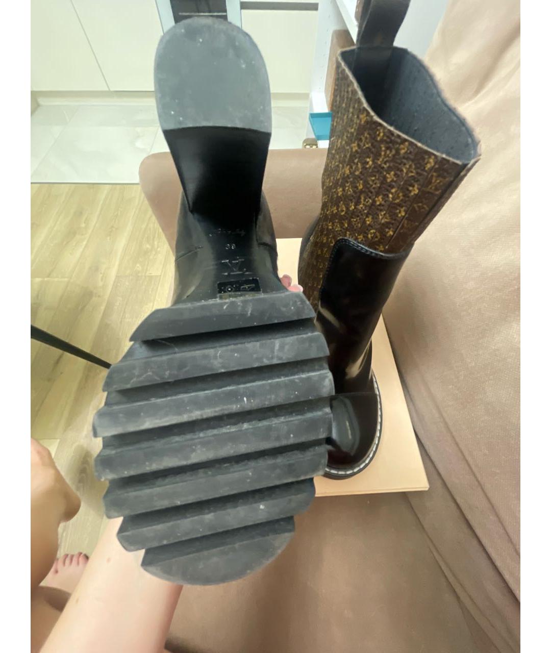 LOUIS VUITTON Черные кожаные полусапоги, фото 6