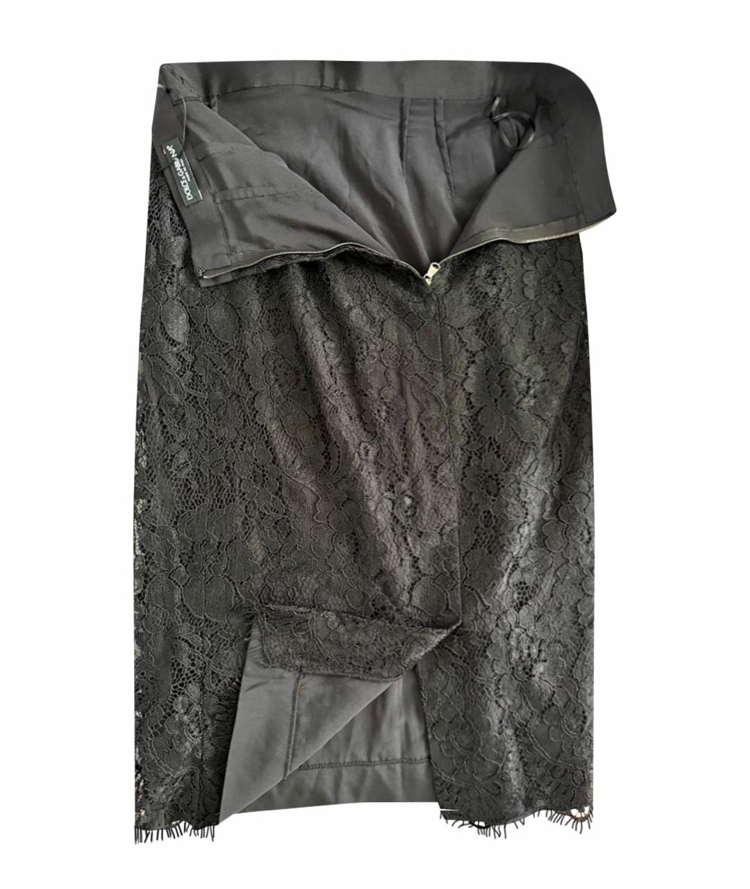 DOLCE&GABBANA Черная шелковая юбка миди, фото 1