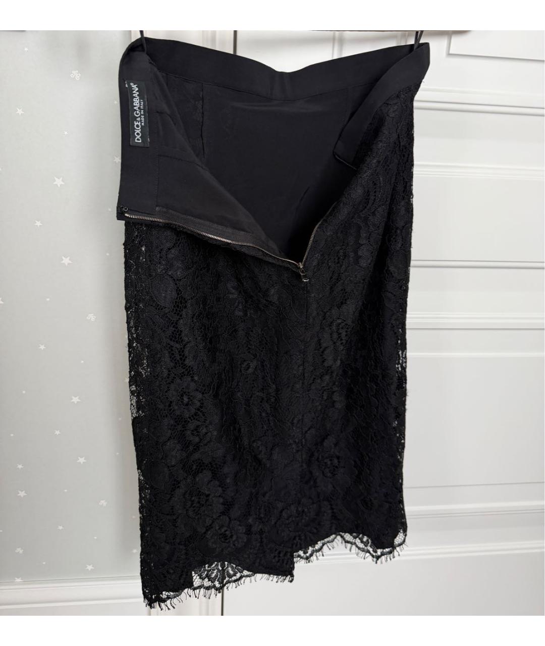 DOLCE&GABBANA Черная шелковая юбка миди, фото 4