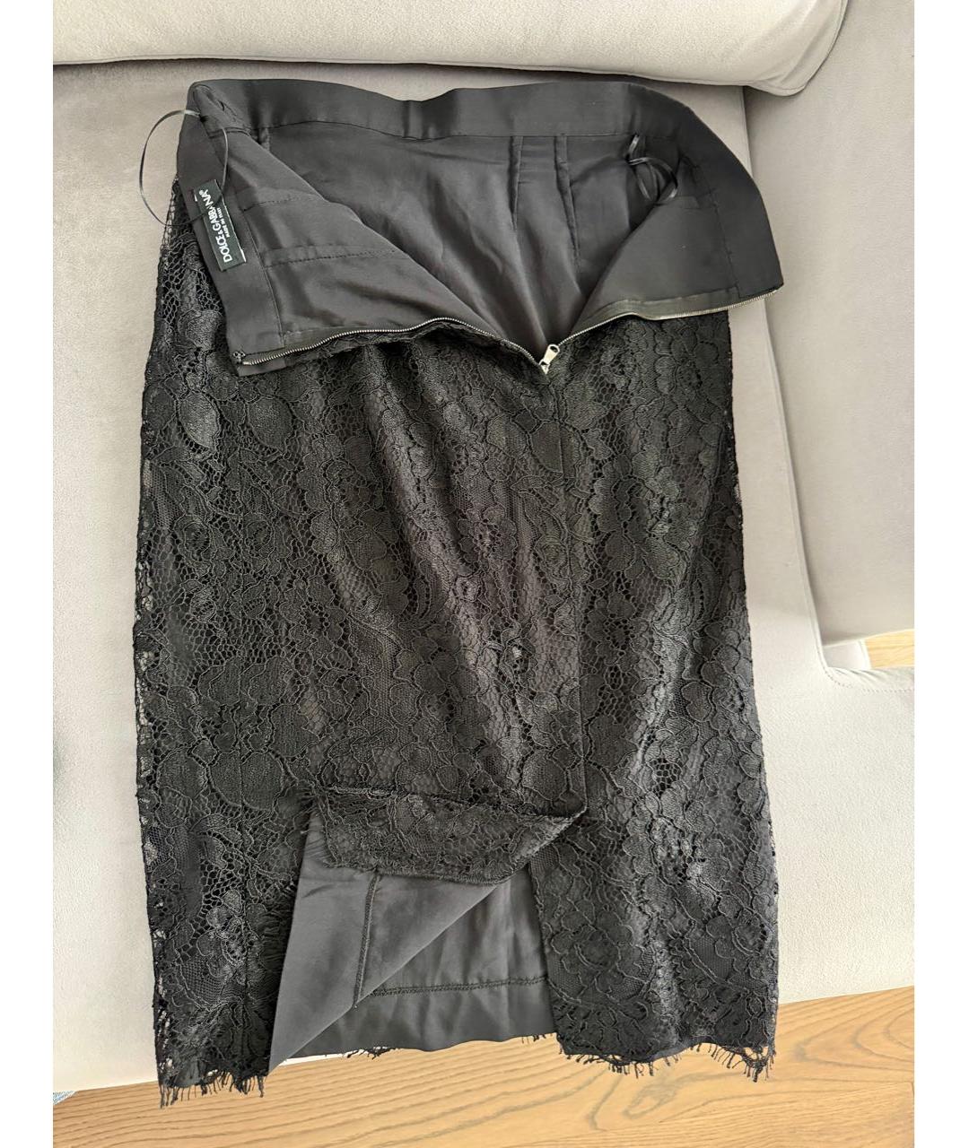 DOLCE&GABBANA Черная шелковая юбка миди, фото 9