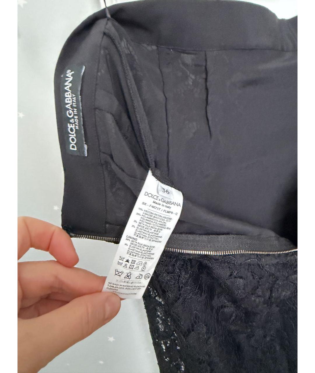 DOLCE&GABBANA Черная шелковая юбка миди, фото 8
