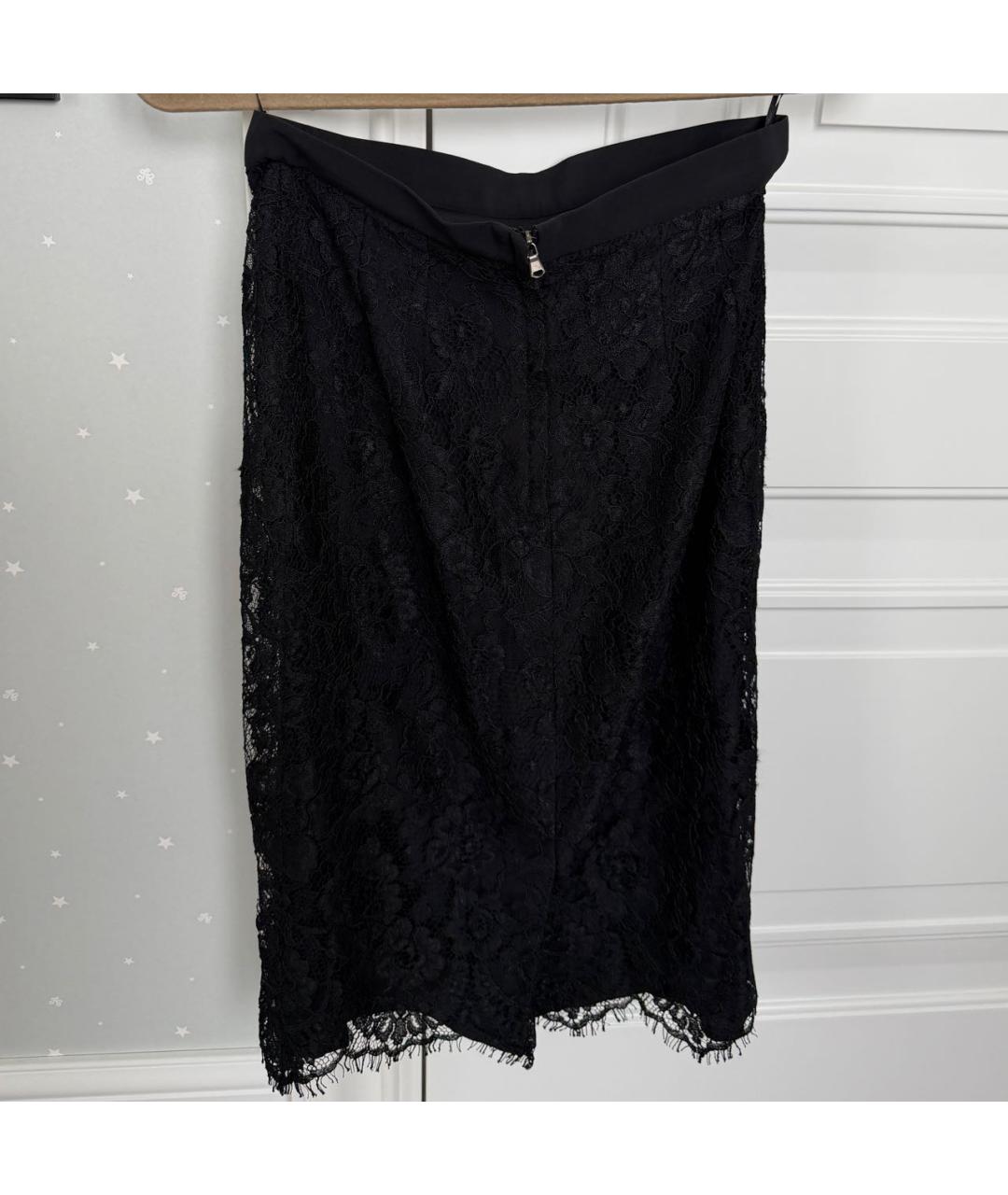 DOLCE&GABBANA Черная шелковая юбка миди, фото 3