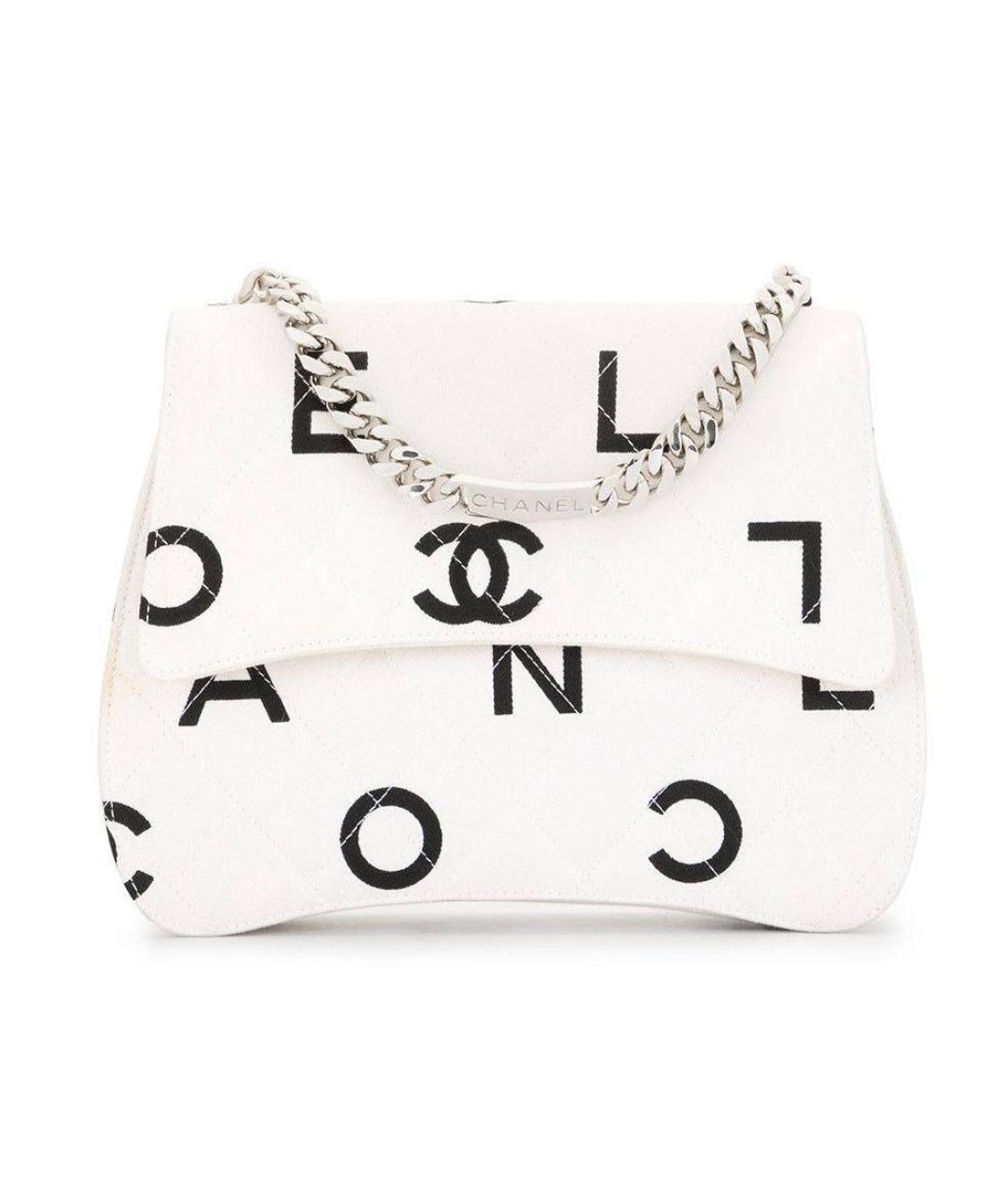 CHANEL Белая тканевая сумка с короткими ручками, фото 9